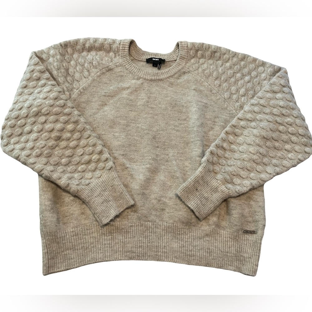 DKNY Textured Knit Sweater Size L Cream Color